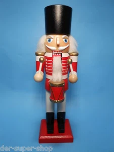 Nussknacker Nußknacker Nutcracker Trommler aus Holz 28 cm farbig rot NEU! - Bild 1 von 4