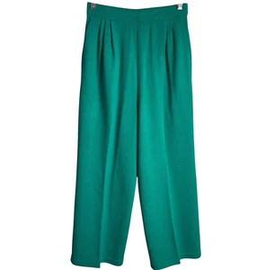 St John Pleated Crop Pants Womens 4 Kelly Green Santana Knit Wide Straight Leg - Picture 1 of 10