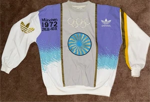 Vintage Adidas Olympics Munchen 1972 Stockholm 1912 Crewneck Sweatshirt Small - Bild 1 von 8