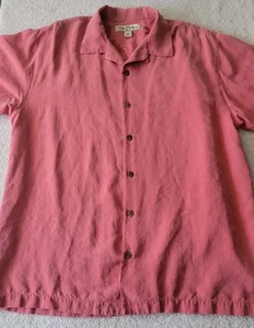 TOMMY BAHAMA 100% Silk Men's Shirt, Size Medium Palm Tree Pattern Inside Shirt - Picture 1 of 5