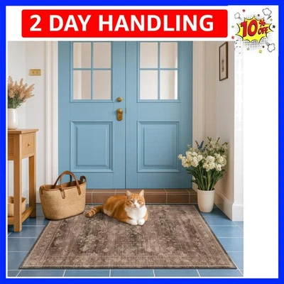 Alfombra de entrada grande Boho marrón topo 3x5 - Moderna vintage tradicional ecléctica... Foto 1 de 4