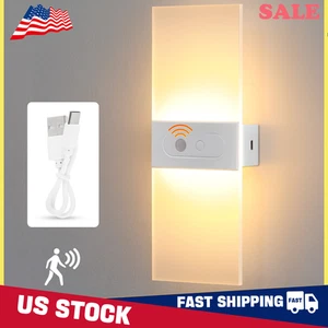 Led Indoor Battery Wall Light Wireless With Motion Detector Hallway Wall Lamp US - Picture 1 of 12