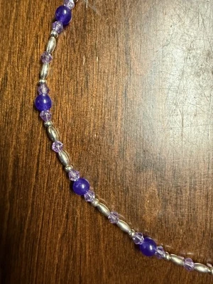 Handmade Purple Jade Glass & .925 Sterling Silver 18.75”  necklace lobster clasp - Image 1 of 4