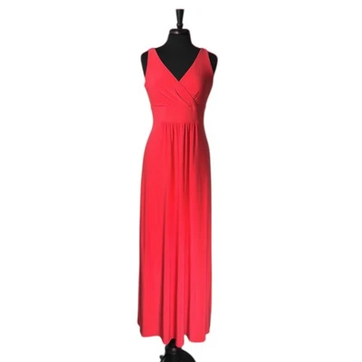 Ralph Lauren Women's Maxi Dress Pink Stretch Surplice V-Neck Formal Party Sz 10 - Image 1 of 4