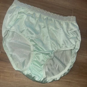 Bragas vintage Fruit of the Loom 100 % nailon talla 6 con encaje ancho verde claro - Imagen 1 de 12