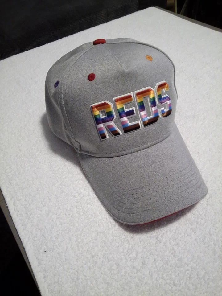 2024 CINCINNATI REDS PRIDE ADJUSTABLE HAT GRAY RAINBOW GAY TRANS LGBTQ - Image 1 of 4