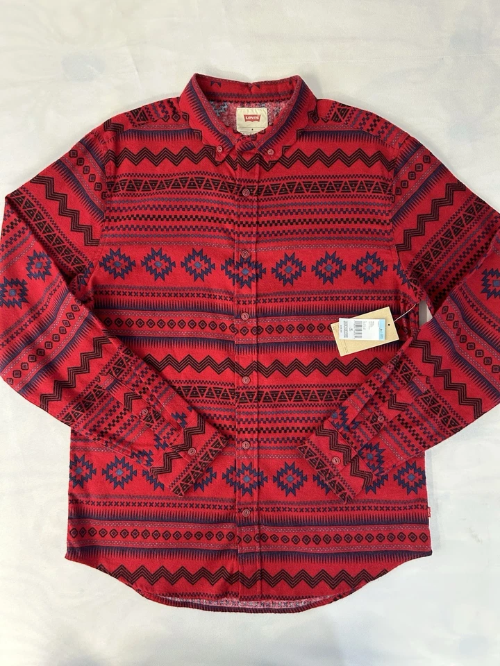 Levis Flannel Shirt Men S Aztec Western Cowboy Rodeo Utility Work Rockabilly