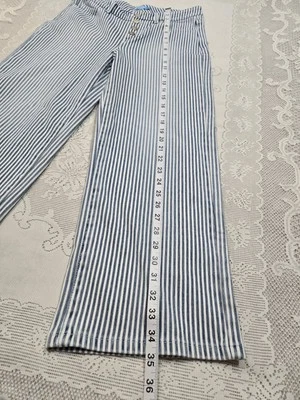 J McLaughlin Loris 5-Pocket Wide Leg High Rise Stripe Denim Pants SZ 4 - Image 1 of 4