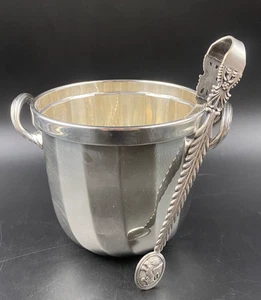Porta ghiaccio cesto cestello vaso argentato Rossi Argentieri con pinza - Foto 1 di 8
