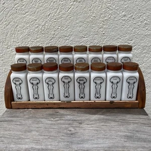 Vintage Griffith Milk Spice Jars And Rack Set Of 16 Red Tops Retro Kitchen Decor - Picture 1 of 7