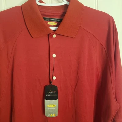 Camisa polo dorada roja seca Greg Norman Play para hombre talla L nueva con etiquetas Foto 1 de 4