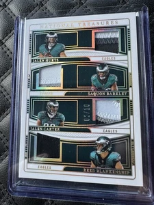 2024 Hurts Barkley Carter Quad Patch Panini National Treasures Eagles Gold /10 - Picture 1 of 2