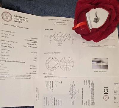 4 carat, G, VS1, Ideal, Round Brilliant - Image 1 of 4