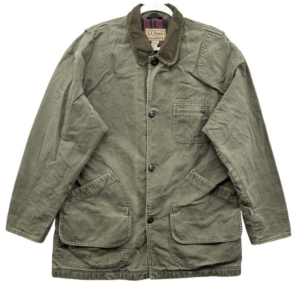 Abrigo Chaqueta LL Bean Barn Field Para Hombre Grande Verde Pana Cuello Lona OJV69 Foto 1 de 4