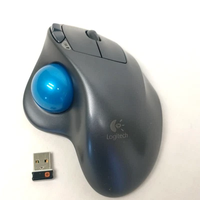 Logitech Logi M570 Wireless Trackball Mouse & Paired Receiver Dongle Blue Ball - Image 1 of 4