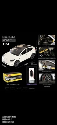 Juguete fundido a presión de aleación 1:24 TESLA MODELO Y modelo de coche juguete para niños sonido y luz Foto 1 de 4
