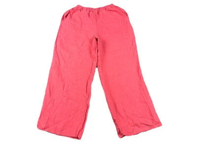 FLAX 100% Linen Pull On Pant Women’s Sz P Pink Wide Leg Pockets Slouchy Coastal - Image 1 of 4