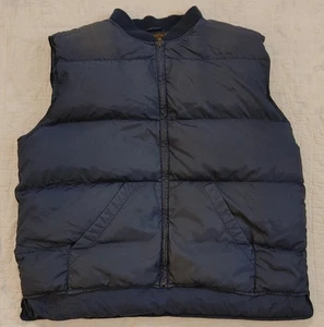 Vintage Eddie Bauer Quilted Goose Down Puffer Vest Mens sz XXL Blue Nylon Shell - Picture 1 of 9