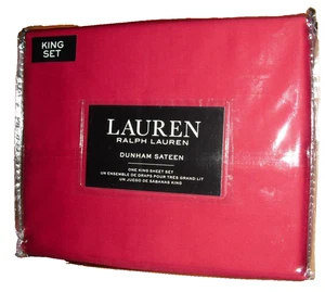 Juego de sábanas RALPH LAUREN Admiral Red Dunham Satén REY ALGODÓN 300 hilos CNT NUEVO EN PAQUETE - Imagen 1 de 3