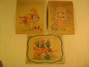 3 Vintage GREETING CARDS 1930 - 1940s [Y79C1b] - Picture 1 of 8
