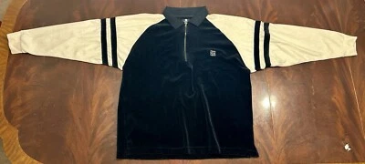 Top de mujer Givenchy ropa deportiva XL azul marino crema terciopelo vintage Foto 1 de 4