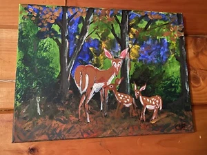 Whitetail Deer Glen View - OOAK Outsider Folk Art - Picture 1 of 1