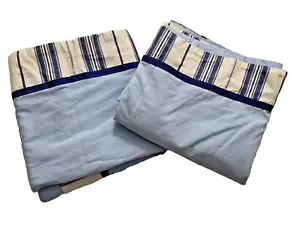POTTERY BARN KIDS Two (2) Lined Window Blinds 44"x 60” Blue Stripe Bottom VGUC - Picture 1 of 12