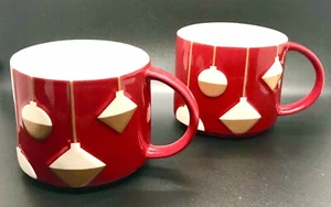 2 Starbucks Kaffeebecher Tassen Christmas Holiday Ornaments 2012 rot weiß gold - Bild 1 von 7
