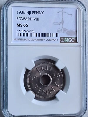 Fiji 1 Penny 1936 Edward VIII NGC MS 65 - Image 1 of 2