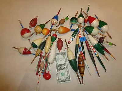 Vintage Wood, Cork, Plastic Fishing Bobbers - Image 1 of 4