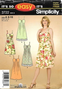 Uncut Simplicity Sewing Pattern # 3722 Misses Dress in Two Variations: Size 6-16 - Picture 1 of 2
