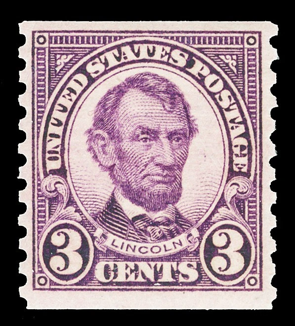 Scott 600 1924 3c Violet Lincoln Coil Issue Mint F-VF OG NH Cat $10.50 - Image 1 of 1