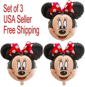 Disney Minnie Mouse Head Shape Foil Balloons Birthday Party Supplies Favor ~ 3ct - Picture 1 of 2