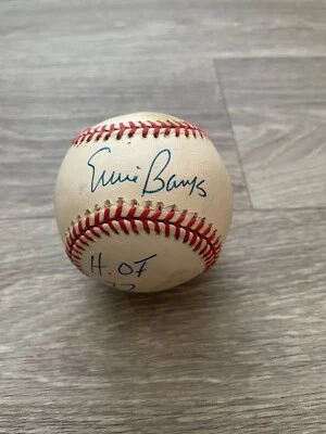 ERNIE BANKS signed ball with HOF 77 512 HR INSCRIPTION CHICAGO CUBS JSA CERT - Image 1 of 4