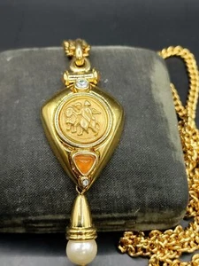 Jesara Dop Perlenkette Halskette goldfarbene Strasssteine - Bild 1 von 6