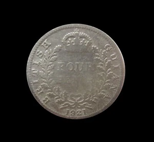 BRITISH GUYANA 4 PENCE 1921 GEORGE V SILVER KM 29 #3595# - Picture 1 of 2