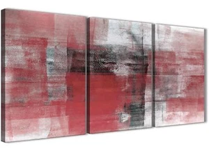 3 Tafeln rot schwarz weiß Gemälde Flur Leinwandbild - Abstrakt 3397 - 126 cm - Bild 1 von 5