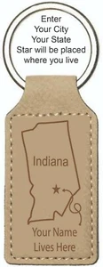 Portachiavi Personalizzato Inciso Vivo Qui Indiana Similpelle Portachiavi - Foto 1 di 2