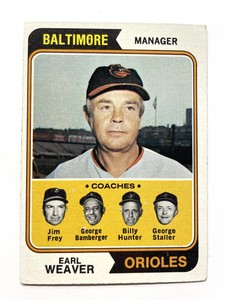 1974 Topps - #306 Earl Weaver, Billy Hunter, Jim Frey