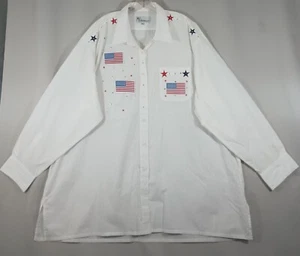Mili Designs Women's 2XL America Theme White Long Sleeve Button Shirt FAST Ship - Picture 1 of 16