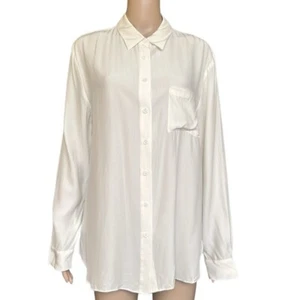 Jenni Kayne Button-Back Off White Silk Button Up Shirt size L - Picture 1 of 16
