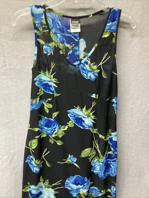 Vintage 90's Knapp Studio Black Floral Sleeveless Maxi Dress Fairy Grunge Large - Image 1 of 4
