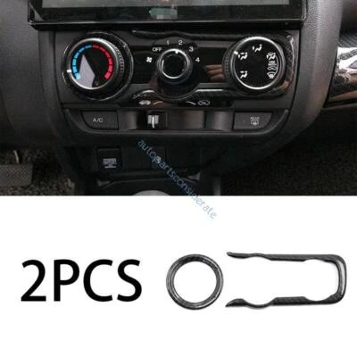 Marco de control de botón de CA para consola Honda Fit Jazz GK5 14-2020 2x fibra de carbono Foto 1 de 4