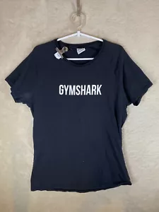 GYMSHARK Casual T-Shirts Top Size XL Womens Black Logo Short Sleeve - Picture 1 of 11