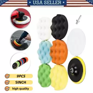 9Pcs 5 Inch Polishing Pads Sponge Waxing Foam Buffing Kit Car Polisher For Drill - Picture 1 of 10