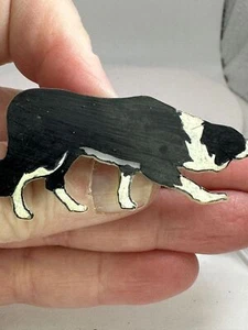 Dog Sheep Dog Black & White Handcrafted Enameled Vintage Metal Brooch Pin M-4870 - Picture 1 of 4