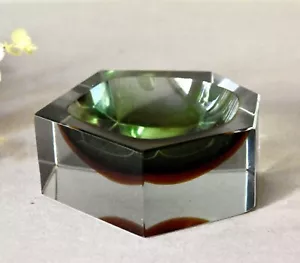 Vintage Murano Sommerso Glass Ashtray Flavio Poli Faceted Colored Glass - Picture 1 of 10