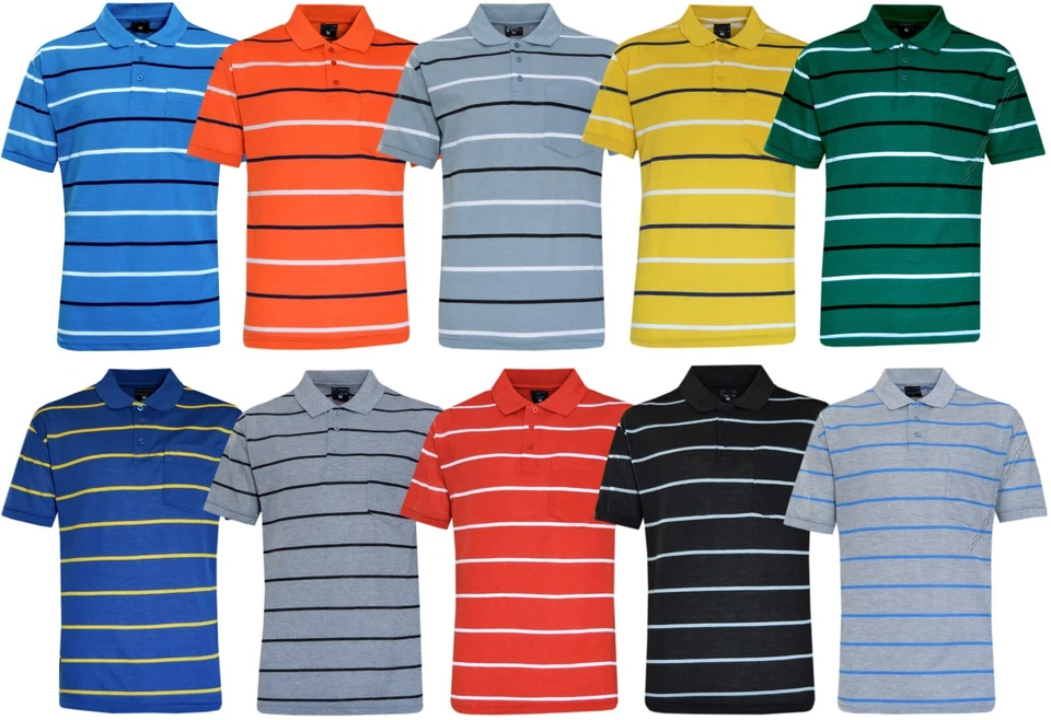 Camisa polo para hombre de manga corta a rayas con torso informal de verano con bolsillo M - XXL Foto 1 de 1