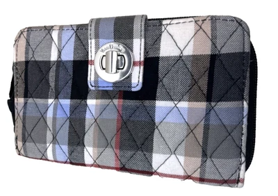 VERA BRADLEY, RFID TurnLock Wallet PERFECTLY PLAID, Zip Around, NWOT - Image 1 of 4