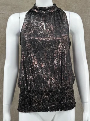 Top Essentials by Milano para mujer mediano bronce metálico sin mangas brillo ajustado Foto 1 de 4